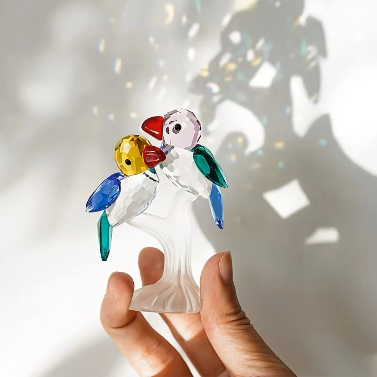 1pc Crystal Glass Magpie Bird Statue - Creative Love Birds Decor for Living Room, Car, Dresser, Restaurant, Couple Gift Idea