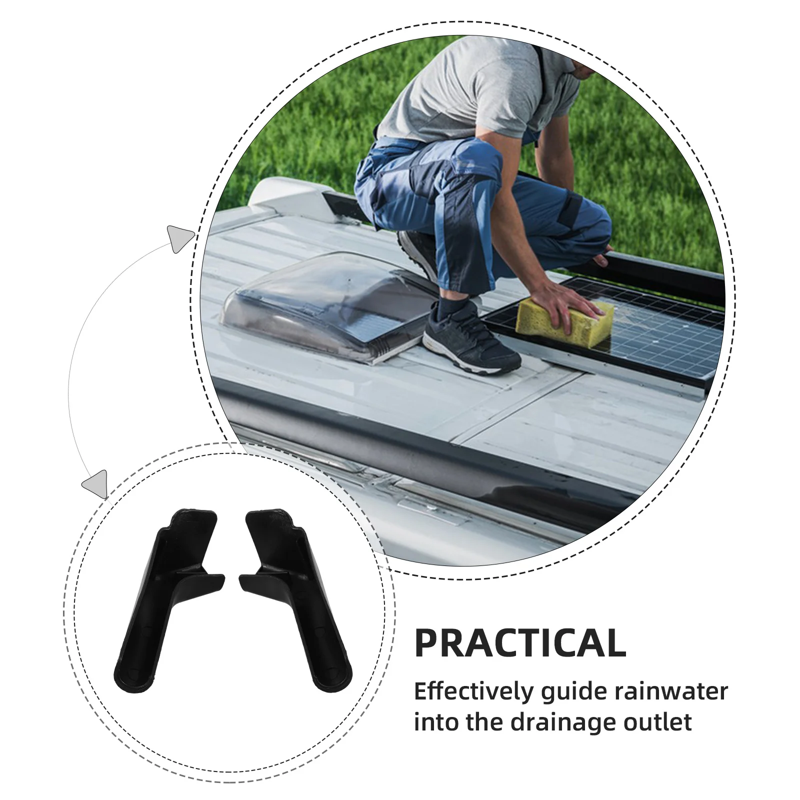 

4Pcs Rv Roof Drainage Gutter Spouts Rainwater Diverter Efficient Water Flow Absorber Rain Gutter Rv Accessory Rain Gutters