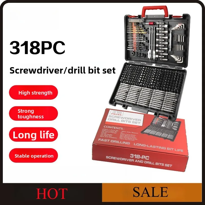 318PCS Multi-Function Tool Kit Screwdriver Twist Drill Socket Bits Repair Toolbox Set
