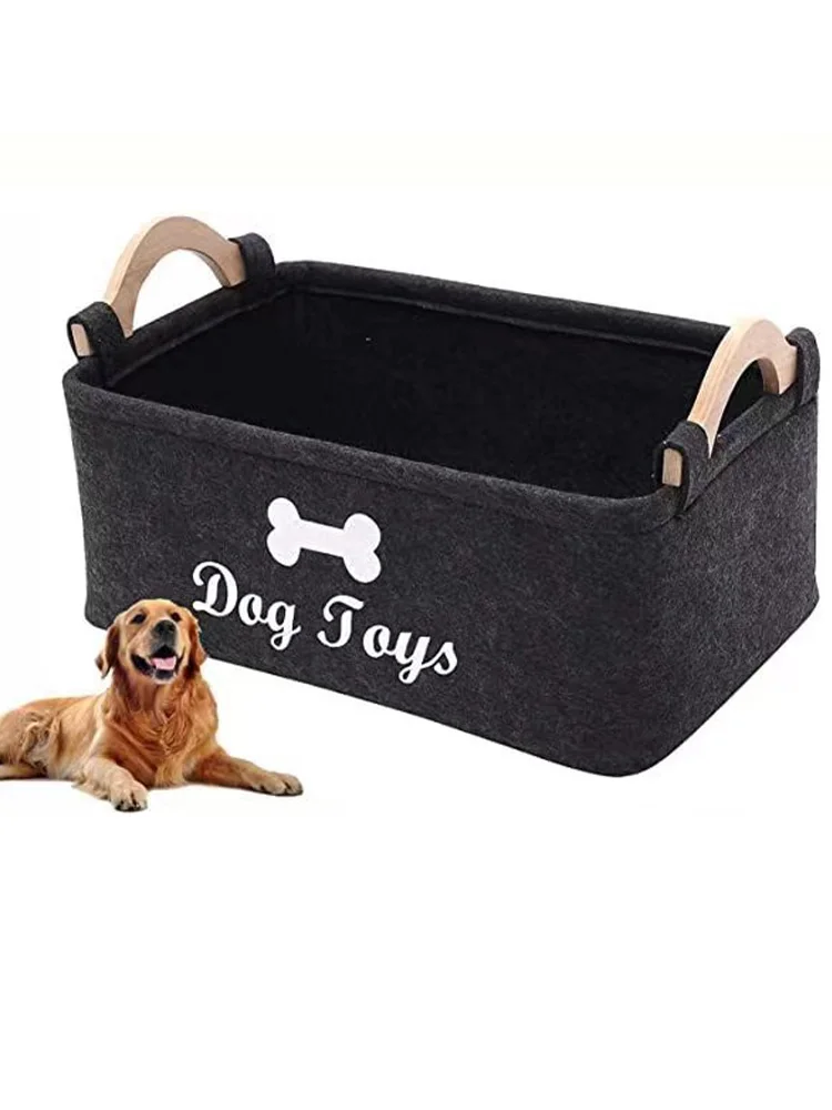 A Cat and Dog Toy Storage Box with Various Styles and Types, Made of Felt and Does Not Fade.