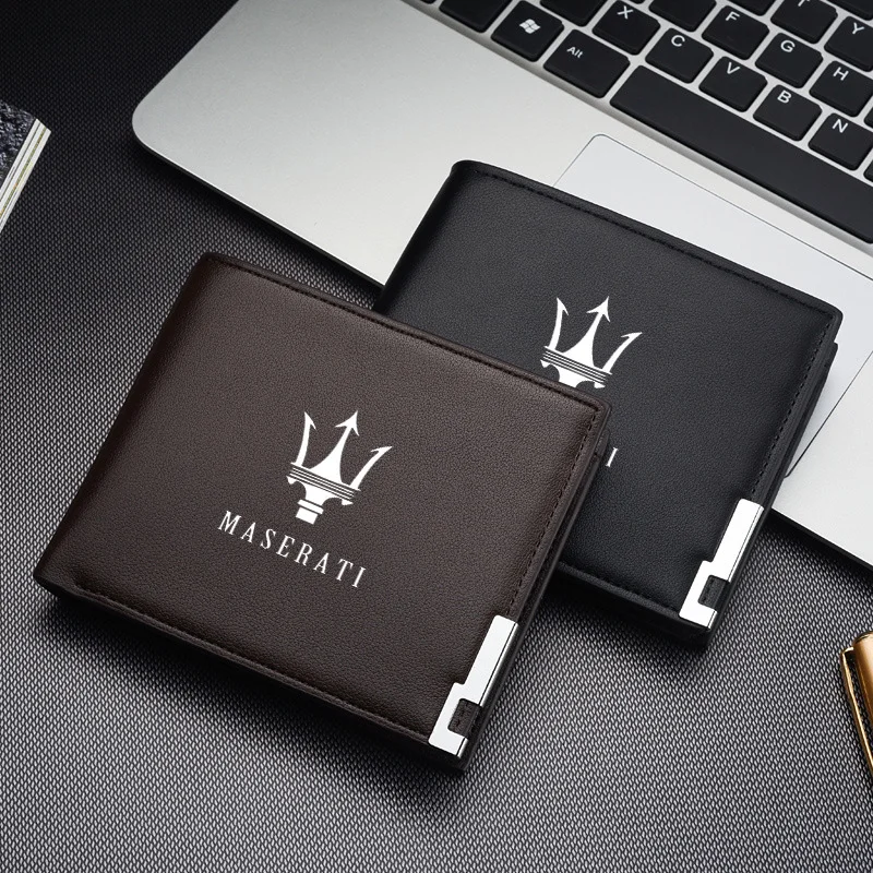 1pcs Car Logo Wallet Men Leather Driver Licence Holder Key Card Bag For Maserati Quattroporte Spyder Levante Coupe GranTurismo