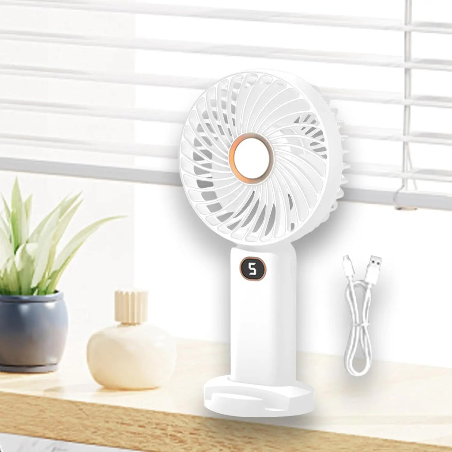 Мини-портативный вентилятор, персональный охлаждающий вентилятор, 5-скоростной легкий USB перезаряжаемый ручной вентилятор для путешествий на открытом воздухе, пляжа, для женщин и девочек