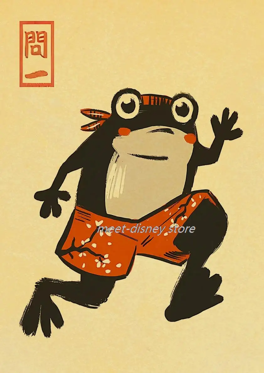 Antique Japanese Cute Frog Poster Japanese Woodblock Home Canvas Cafe Girls For Wall Art Decoration Home Decor Painting