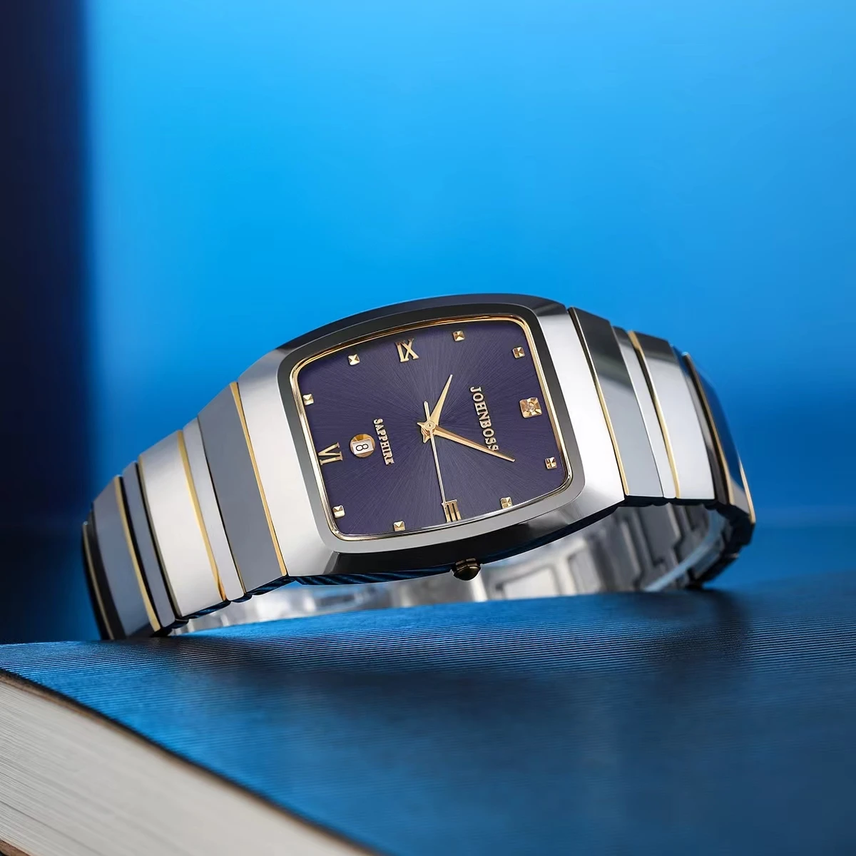 

Мужские часы, вольфрамовые часы, квадратные циферблаты, вольфрамовая сталь в форме тонно, кварцевый механизм, швейцарский механизм Ronda, сапх.