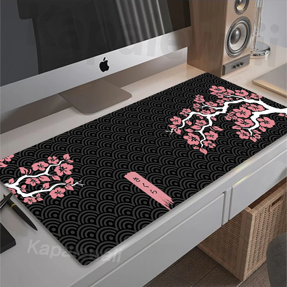 Imagem -03 - Pink Sakura Grande Mouse Pad de Jogos Tapete de Mesa de Borracha Antiderrapante Almofadas de Teclado Gamer Velocidade Tapete de Mesa Cereja