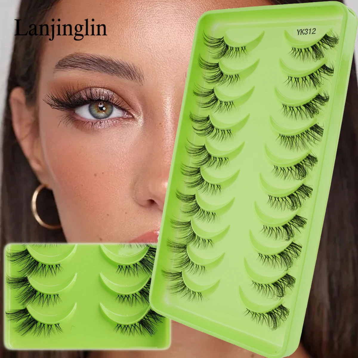 Half Lashes 3/10 Pairs Half Lashes Soft Natural Long Cat Eye Lashes Makeup Tool Fake Eyelashes Extension Fluffy Faux Cils Cílios