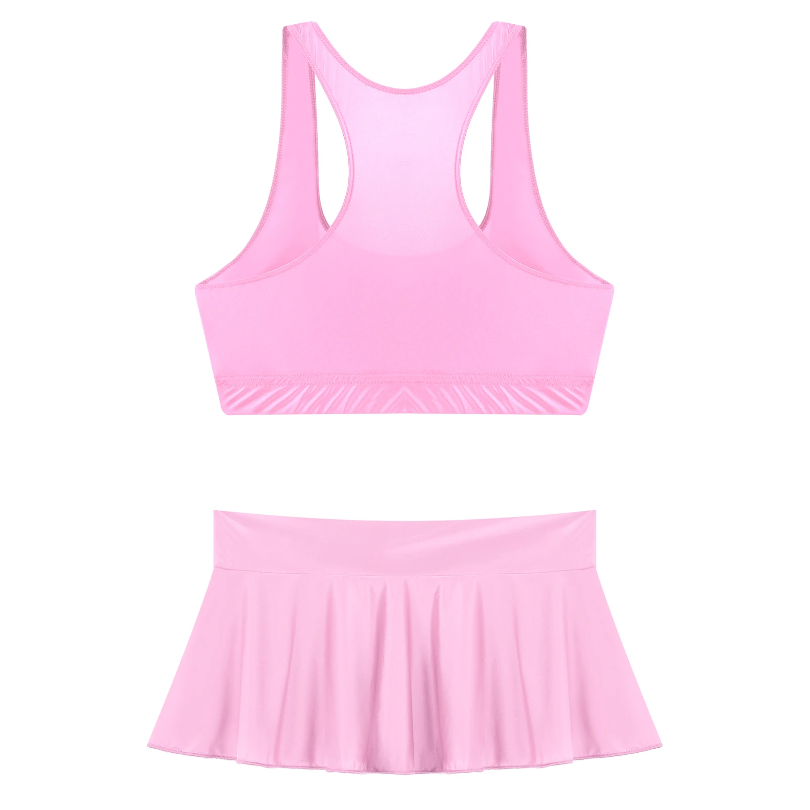 Top corto sin mangas para mujer, chaleco con volantes, minifalda deportiva, Color sólido, para Fitness, Yoga, piscina, fiesta, traje de baño, ropa de club de baile