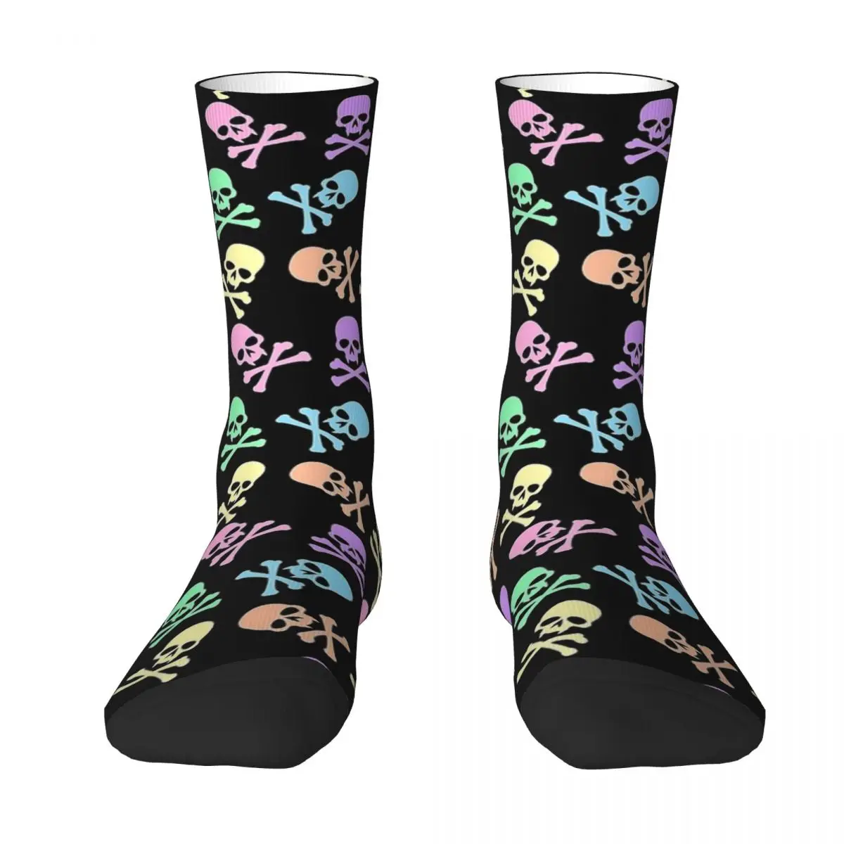 Halloween Compression Socks Autumn Colorful Skull Bone Stockings Retro Adults Men Comfortable Socks Outdoor Non-Slip Socks