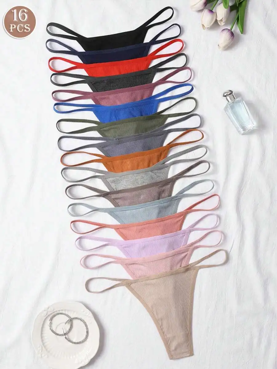 

16pcs Women Multi-Color Seamless Ribbed G-String Panties