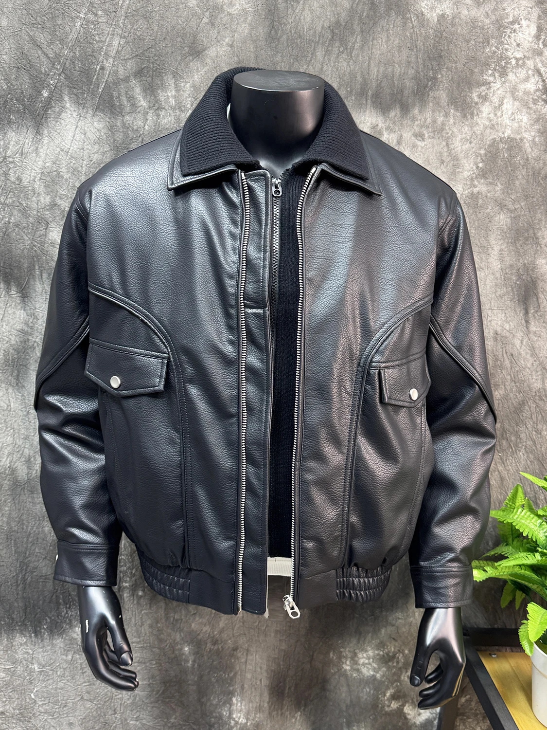 

Retro American Spliced Thiened Leather Jaet Men's Winter 90 White Du down Casual Motorcycle down Jaet Warm Ci Leisure