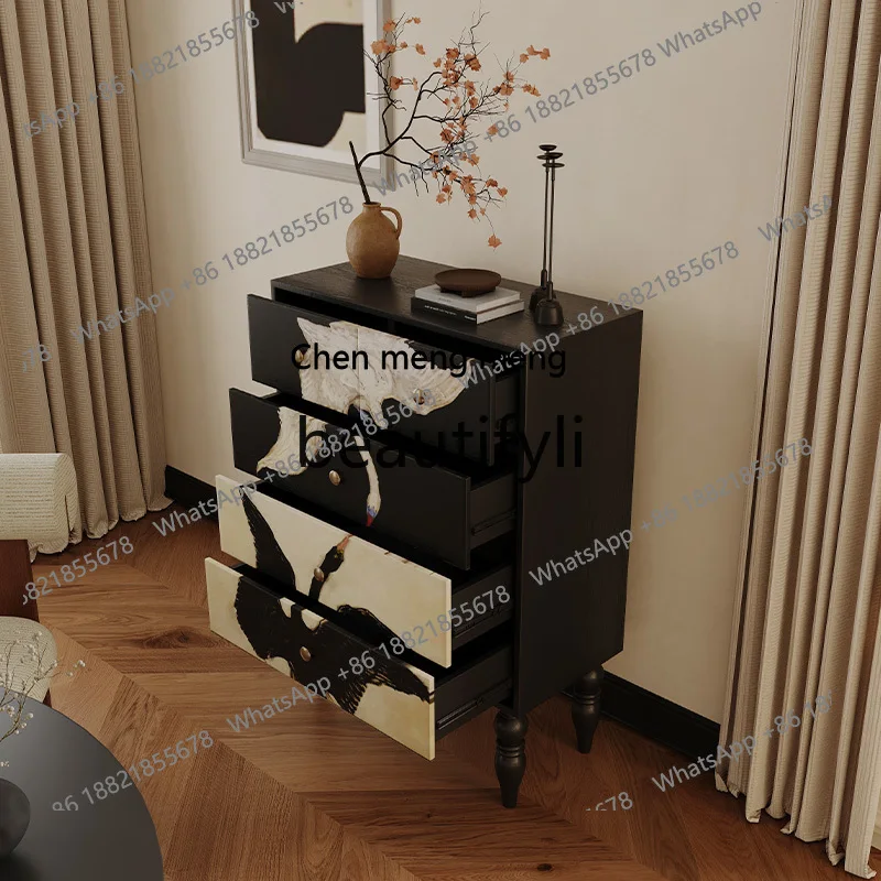 جديد وصول الفرنسية الرجعية الصدر أبيض وأسود بجعة مجلس الوزراء غرفة المعيشة الطعام خزانة جانبية #3