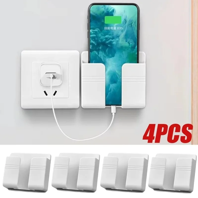 Suporte universal para celular, montagem na parede, caixa de armazenamento de controle remoto, multifuncional, suporte para telefone inteligente, sem perfuração, doca de carregamento de telefone