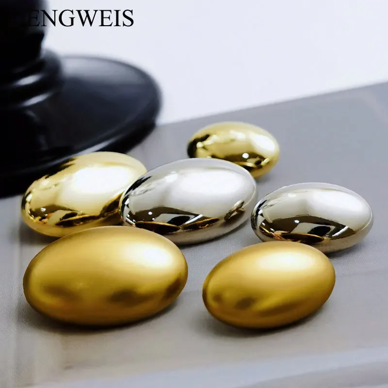 

Oval High-end Smooth Gold Metal Buttons for Clothing Coat Jacket Shirt Cuff Sewing Accessories Decorative Designer Buttons New