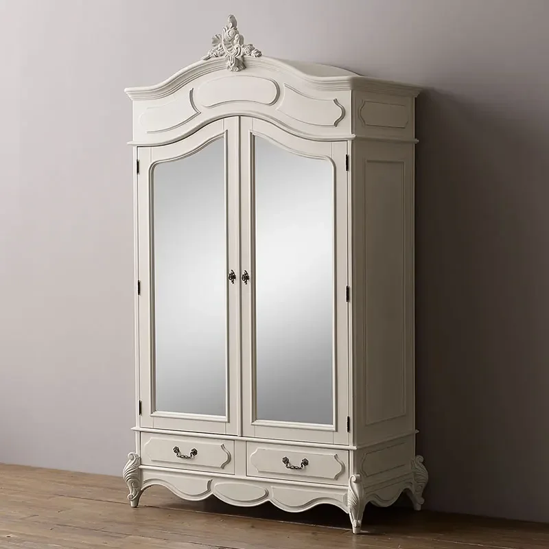 

Solid wood wardrobe home bedroom children's double door drawer wardrobe