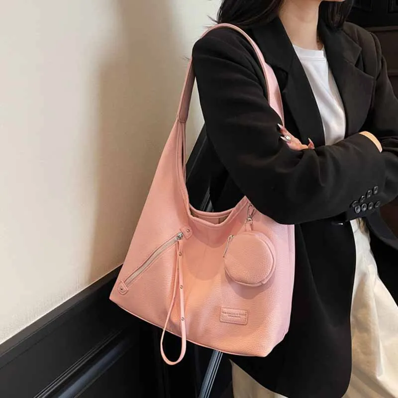 

2025 Large-capacity Outdoor Bag Versatile for Women Handbags Female Casual Solid PU Single-shoulder Tote Bag High-end Commuting
