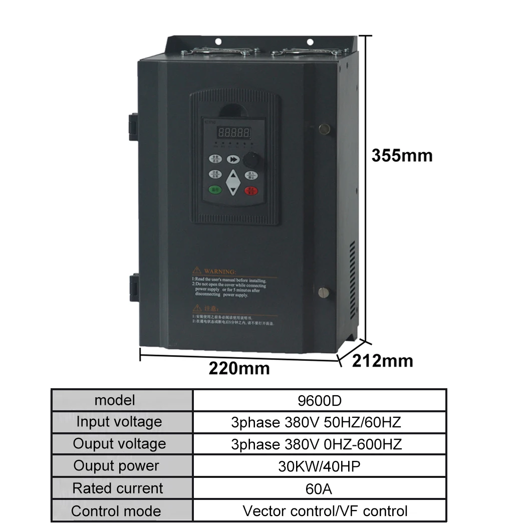 周波数インバータ 15KW vfd 20HP 3Ph速度制御出力 380v 32A 500 60hzのモータードライブvfd旋盤 3 相非同期モーター