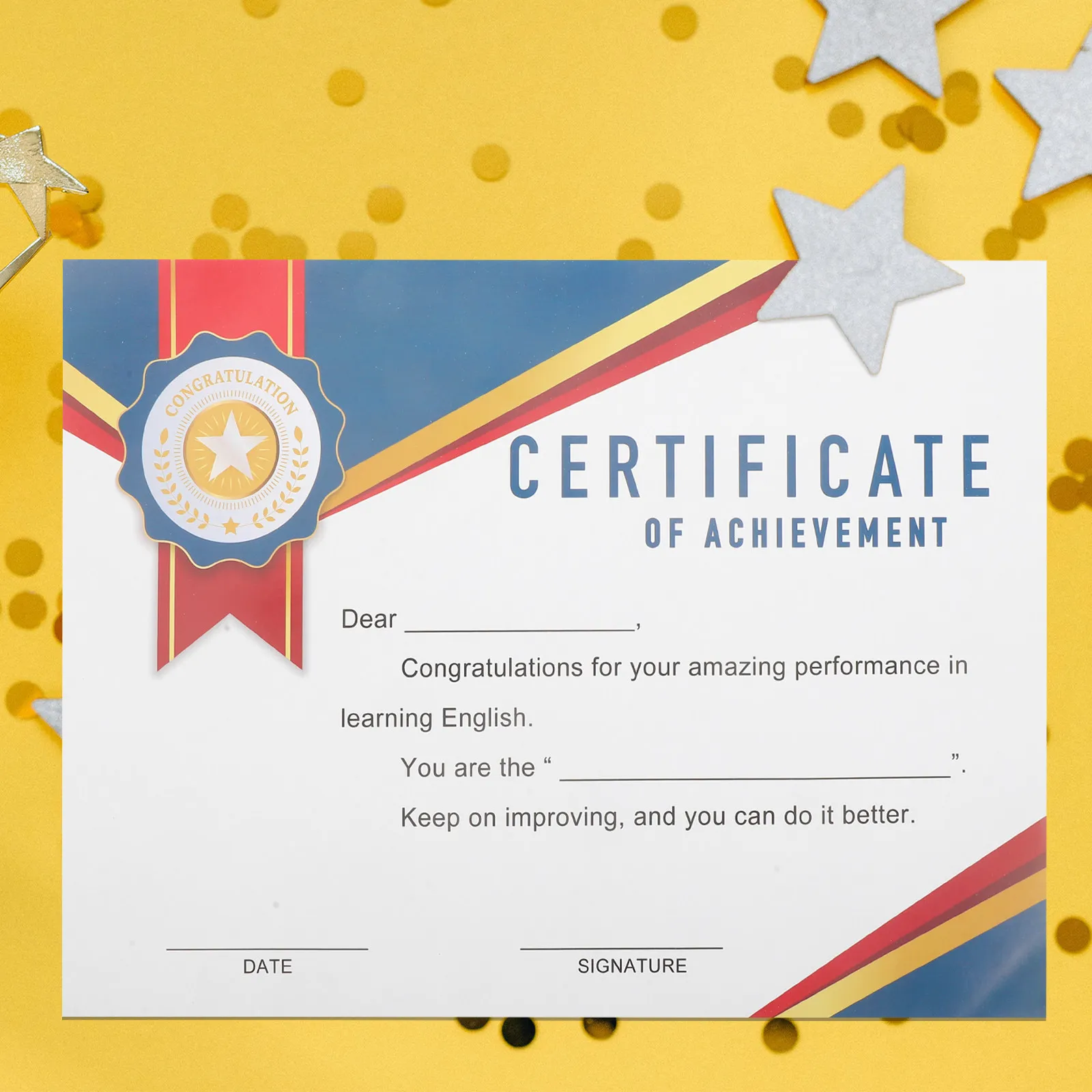 

10 Sheets Certificate of Award for Students English Edition Colorful Printed Thickened Paper Classroom Performance Reward