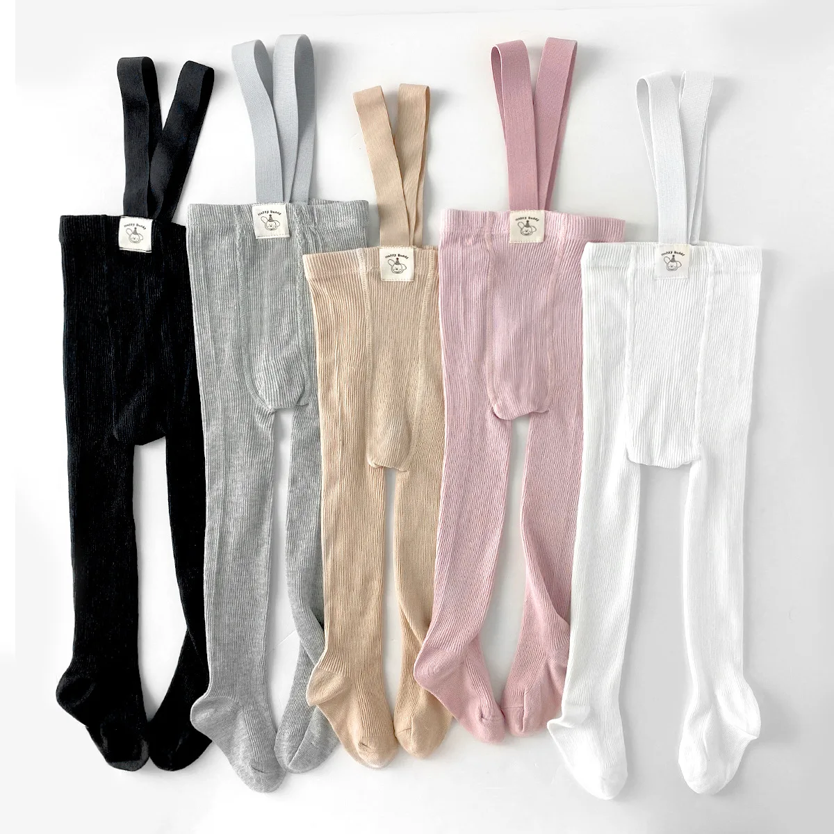 INS Style Baby Suspender Pantyhose Tights High Waist Solid Newborn Infant Kids Bandage Cross Straped Overall Leggings 0-36M