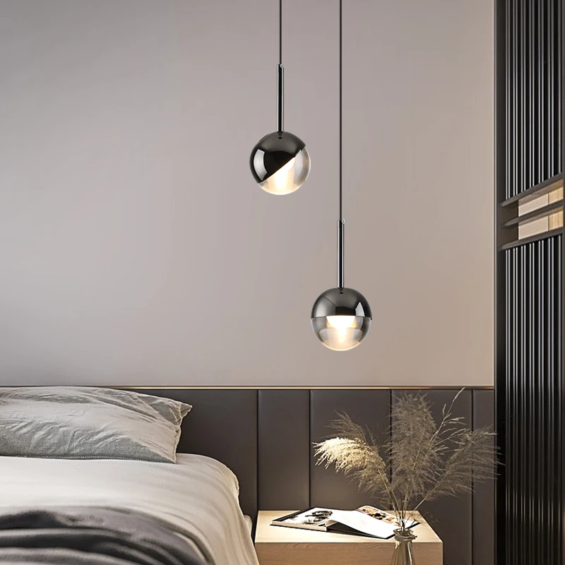 Nordic Rose Gold crystal Ball Pendant Light Personality Design Loft Aisle Bar Living Room Bedside Suspension Light Fixtures