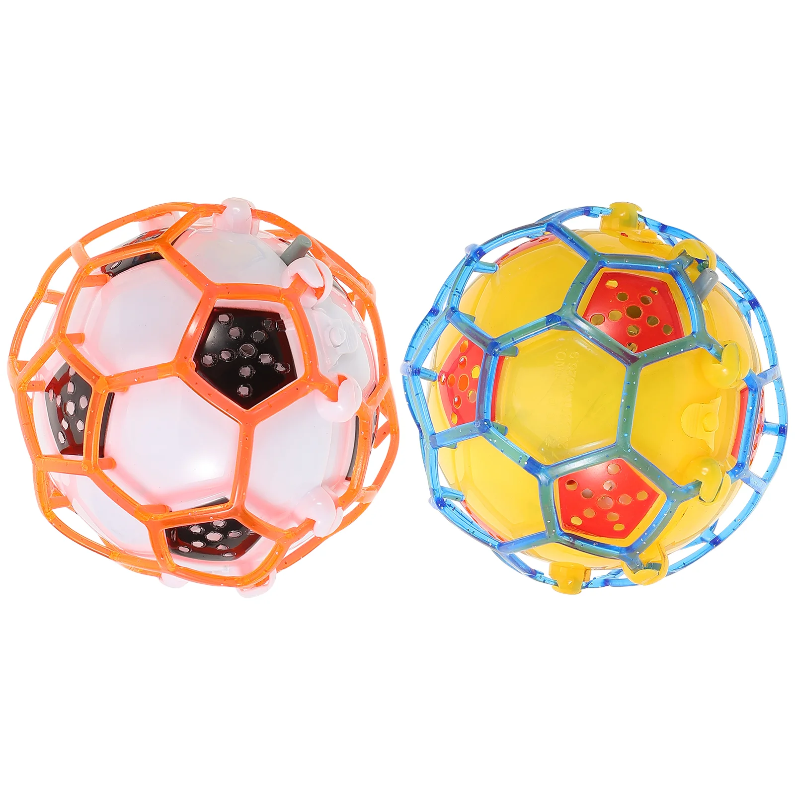 2 Pcs Glowing Football Environmental Friendly Toy Bouncy Soccer Music Light Jumping Plastic