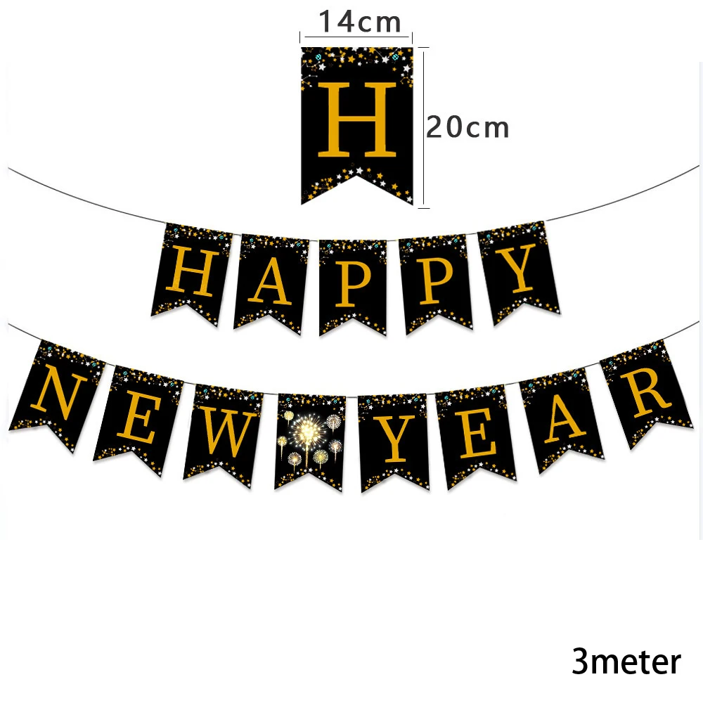 2026 ليلة رأس السنة الجديدة زينة الحفلات الذهب الأسود راية القبعات نظارات بالونات احباط الستار ل سنة جديدة سعيدة لوازم المنزل الطرف #2