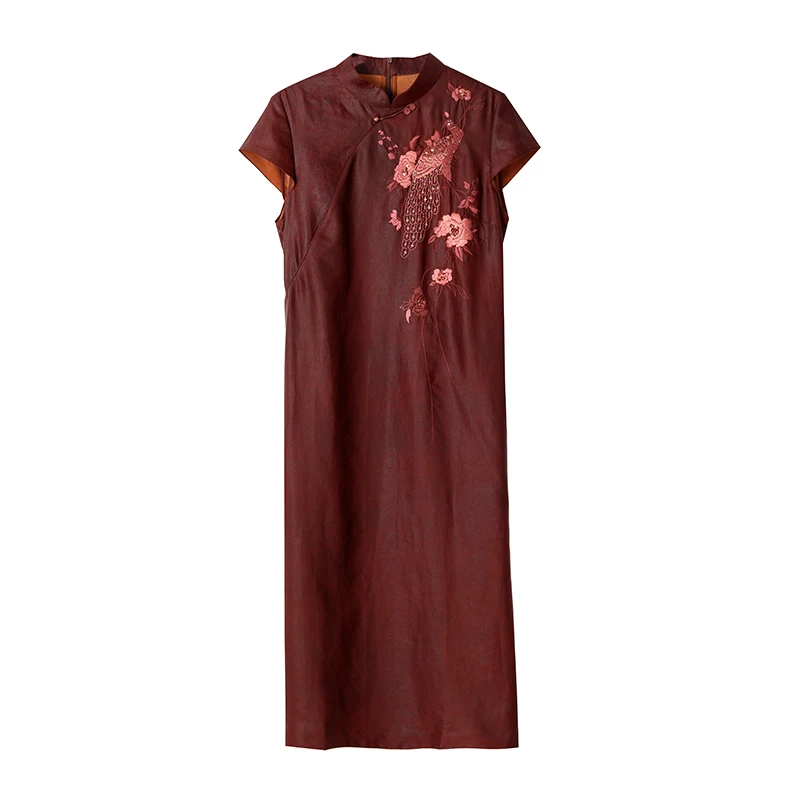 2025 여름 중국풍 실크 자카드 미디 선드레스 여성 보헤미안 패션 캐주얼 자수 드레스 우아한 럭셔리 페스티벌 베스티도
