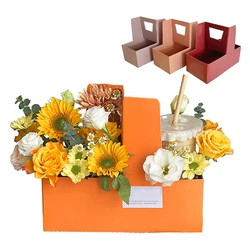 Super Thick Corrugated Suitcase Milk Tea Coffee Cake Flower Package DIY Paper Box 4pcs