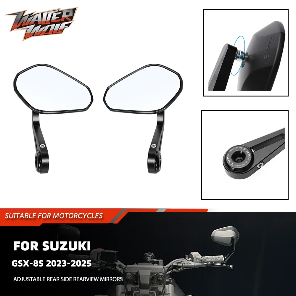 

2025 Motorcycle Adjustable Side Rearview Mirror For Suzuki GSX-8S GSX8S GSX 8S Handlebar Rear View Mirrors Handle Bar End Grips