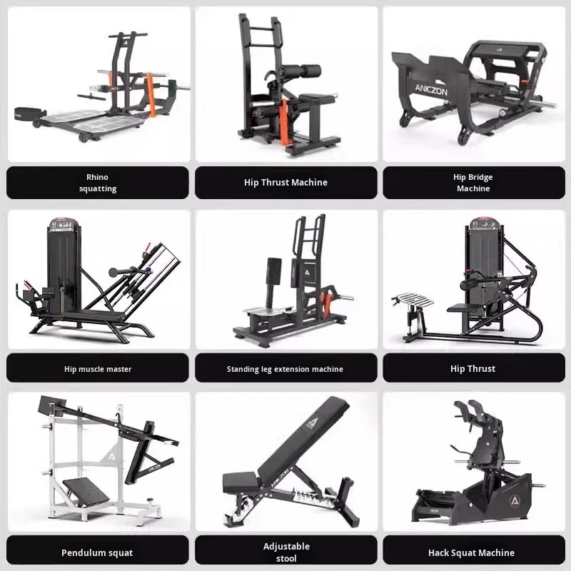 Commercial Gym Steel Hip Leg Strength Full Set Hack Squat Hip Bridge Leg Extension Inverted Leg Trainer