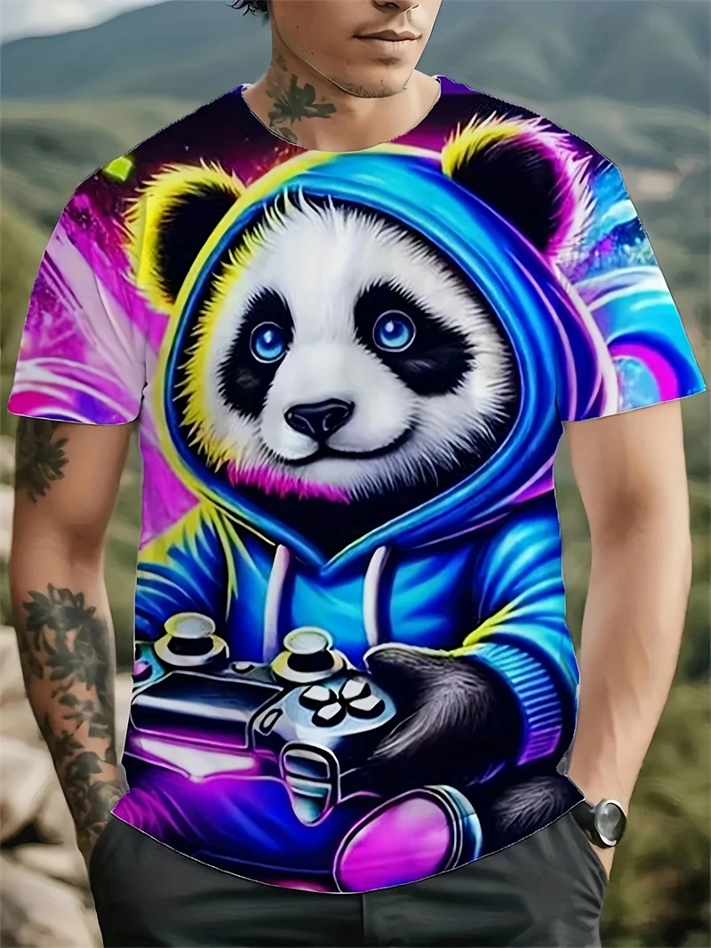 New Funny Fat Cat Printed Men's T Shirt Short Sleeve Unisex Summer Leisure Tees Animal 3D Print Fashion Crew Neck Cute Clothing