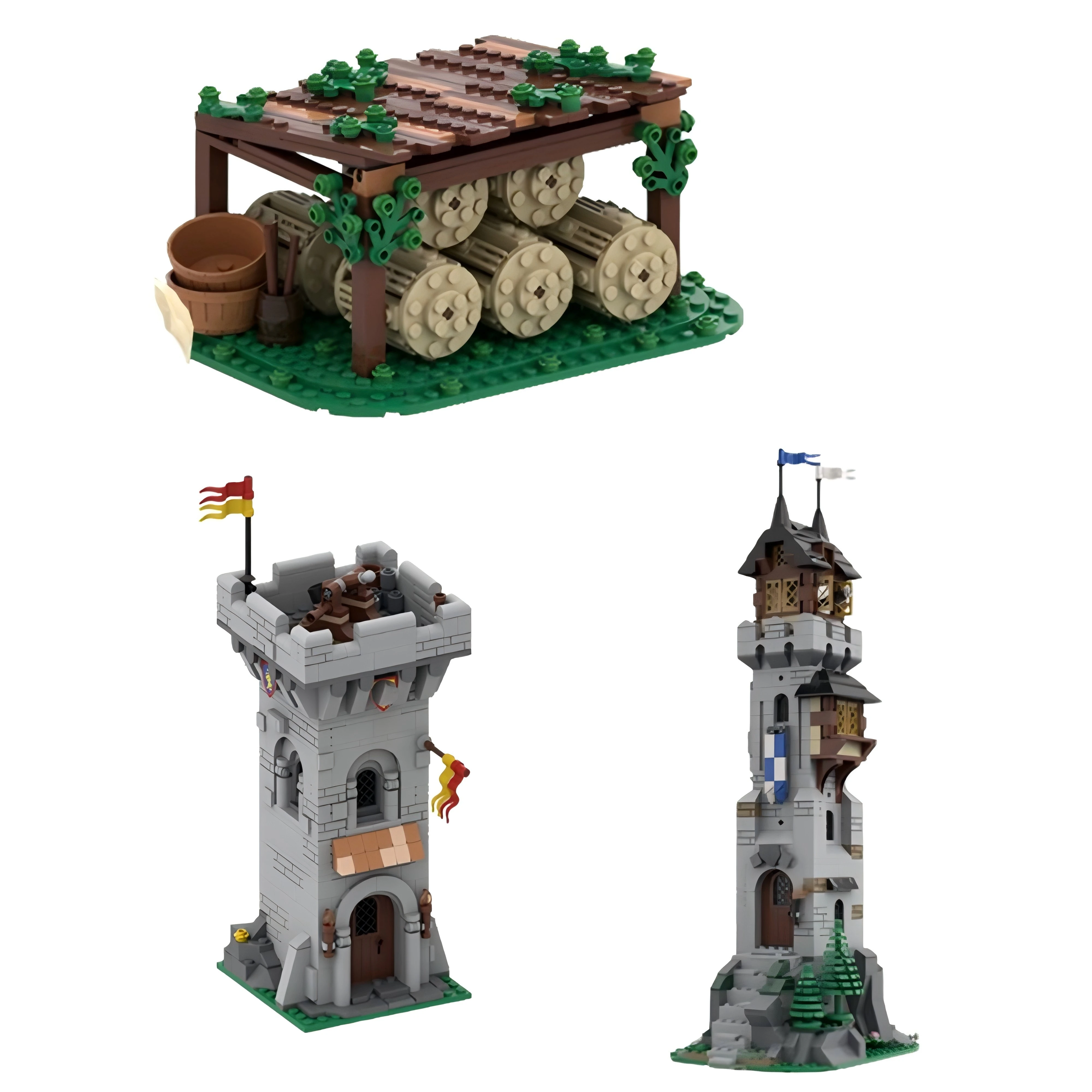 

MOC-117200 medieval castle model scene wizard tower straw bag small particles assembled building blocks storage model educationa