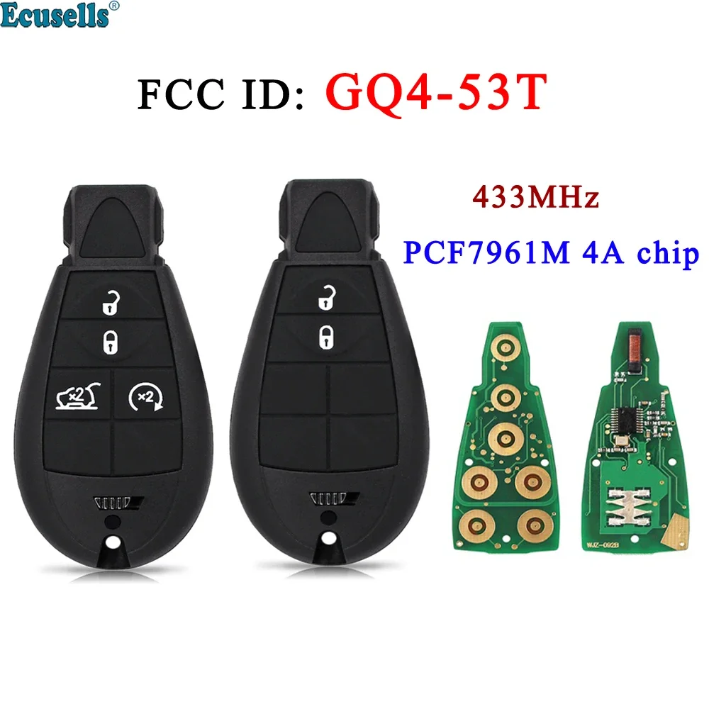 

2/4 Button Remote Fobik Key Fob 433mhz PCF7961M 4A Chip for Jeep Cherokee Sport KL 2014 2015 2016 2017 2018 2019 FCC:GQ4-53T