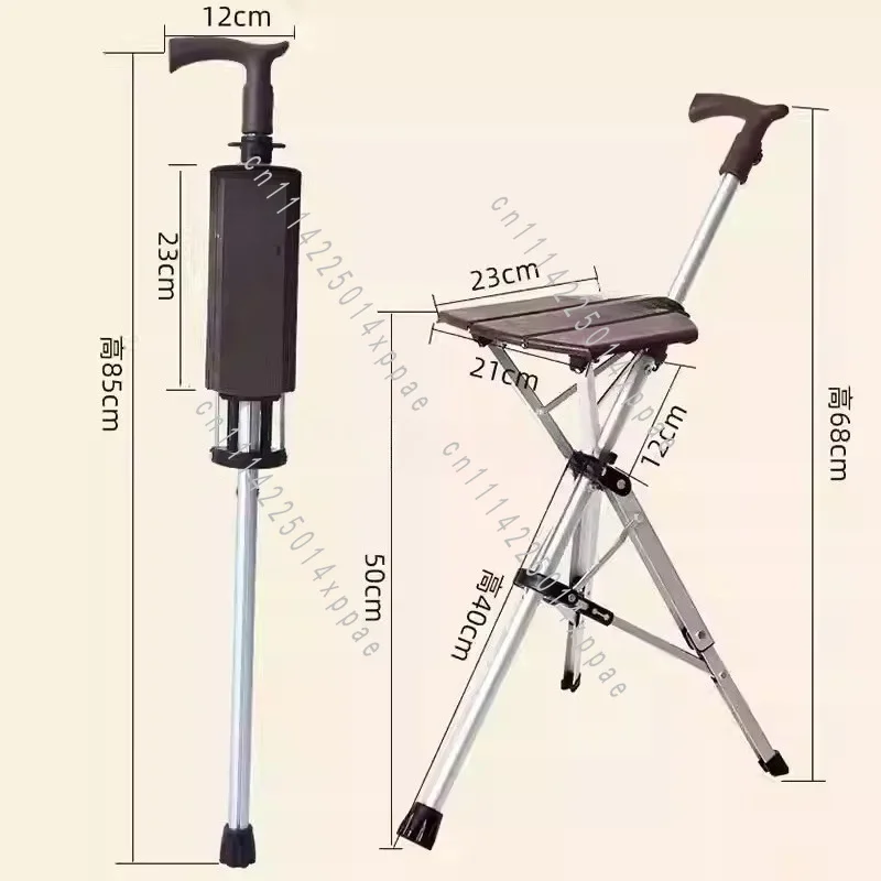 Light Non-slip Can Sit Dual-purpose The Elderly Folding Cane Stool Portable Folding Arm Chair Multi-functional Cane Board