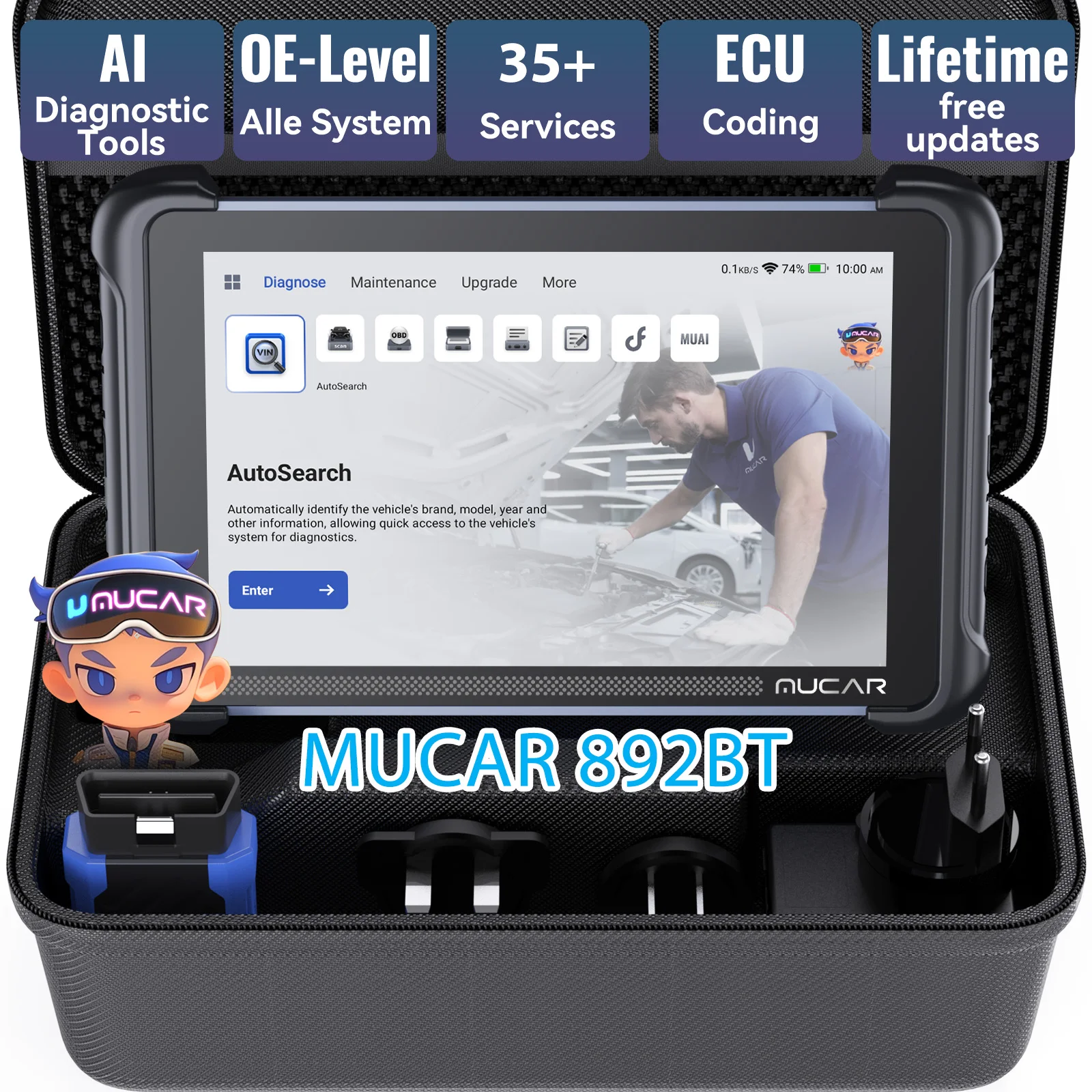 892BT AI Intelligent Auto Diagnostic With Lifetime Free Update Full System Windows Calibration Seat Calibration