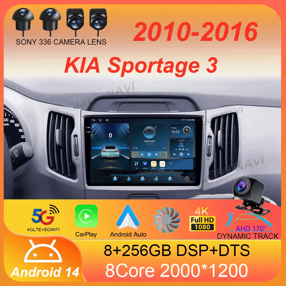 

Car Radio Android 14 Wireless CarPlay Auto for KIA Sportage 3 2010-2015 2016 4G+WIFI Multimedia Video Player GPS 2din Autoradio