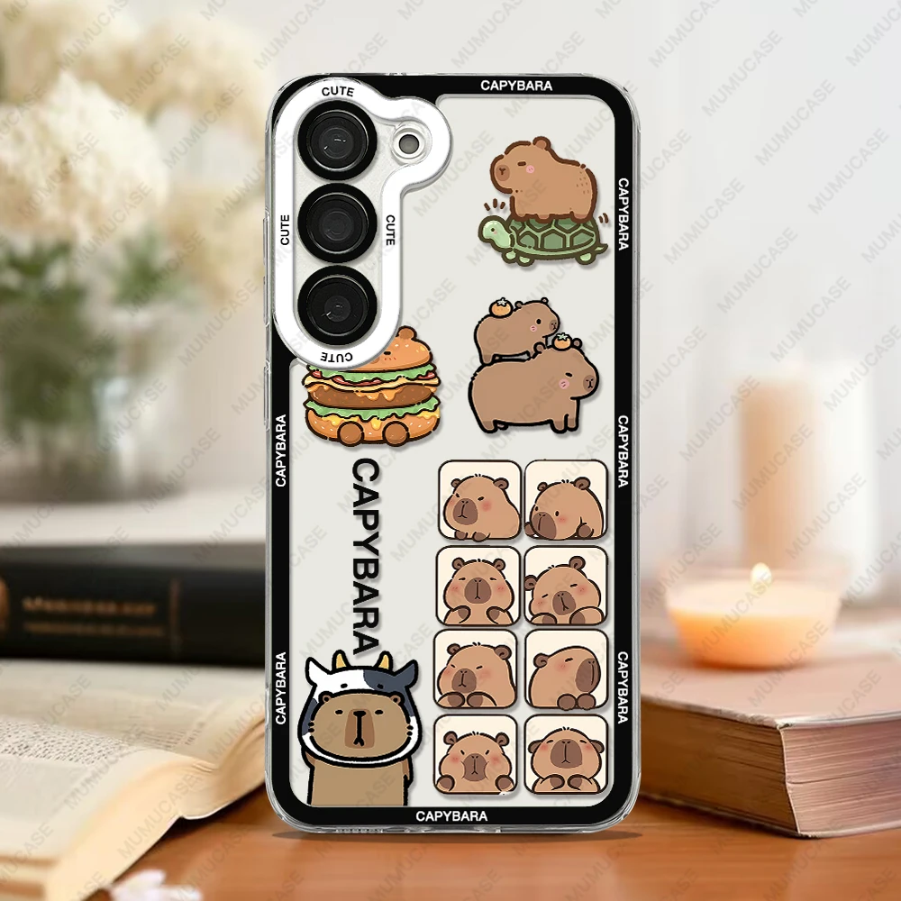 Cute Capybara Phone Case For Samsung Galaxy S25 S20 S21 S22 S23 S24 FE Plus Ultra A54 A53 A52 A34 5G TPU Cover