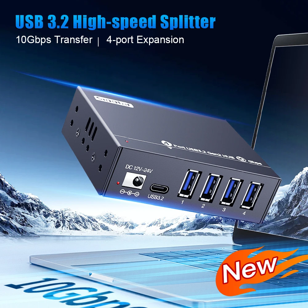 

hub usb3.2 docking stations 4 port hub Sipolar A-4U32M1 for computer accessories usb hub splitter with 12V 3A Power Adapter