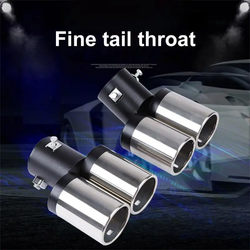 Automobile Tail Dual Outlet Exhaust Tip Stainless Steel Slant Rolled Edge Auto Muffler Modified Universal Car Exterior Supplies