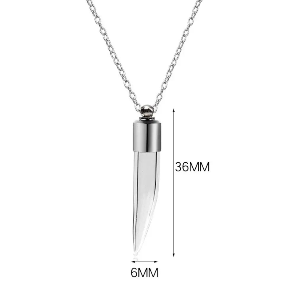 Portable Ashes Holder Glass Bottle with Chain Transparent Glass Wishing Bottle Keepsake DIY Perfume Vial Pendant