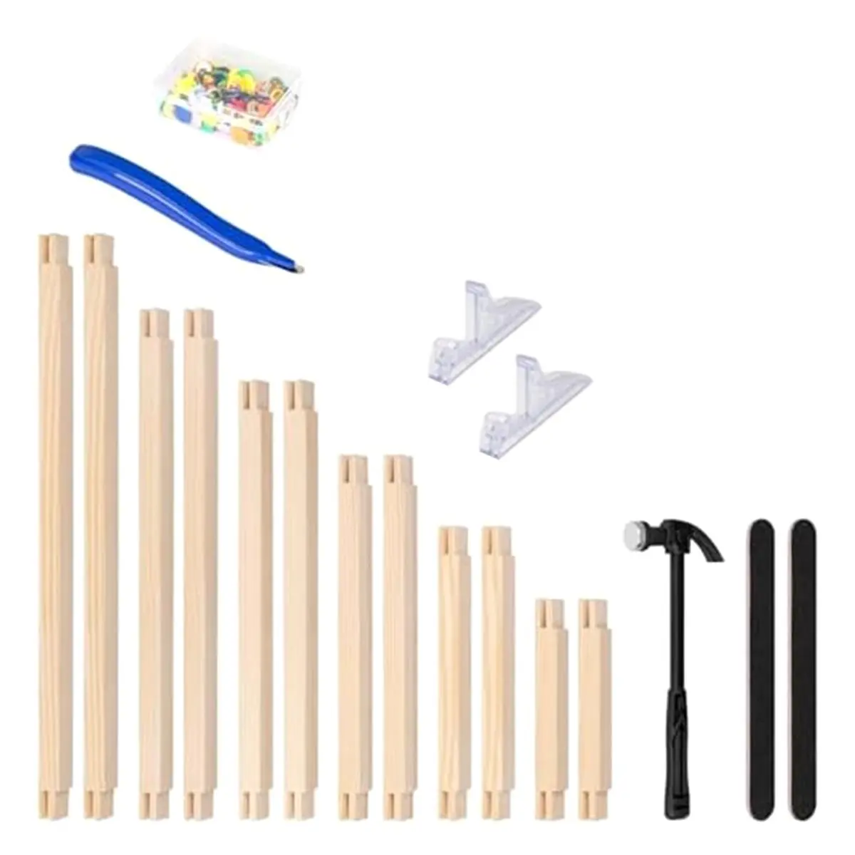 L70A Needlepoint Stretcher Bars, 12PCS, Canvas Stretcher Bars with 100 Tacks, Puller, Picture Frame Holder, Sandpaper