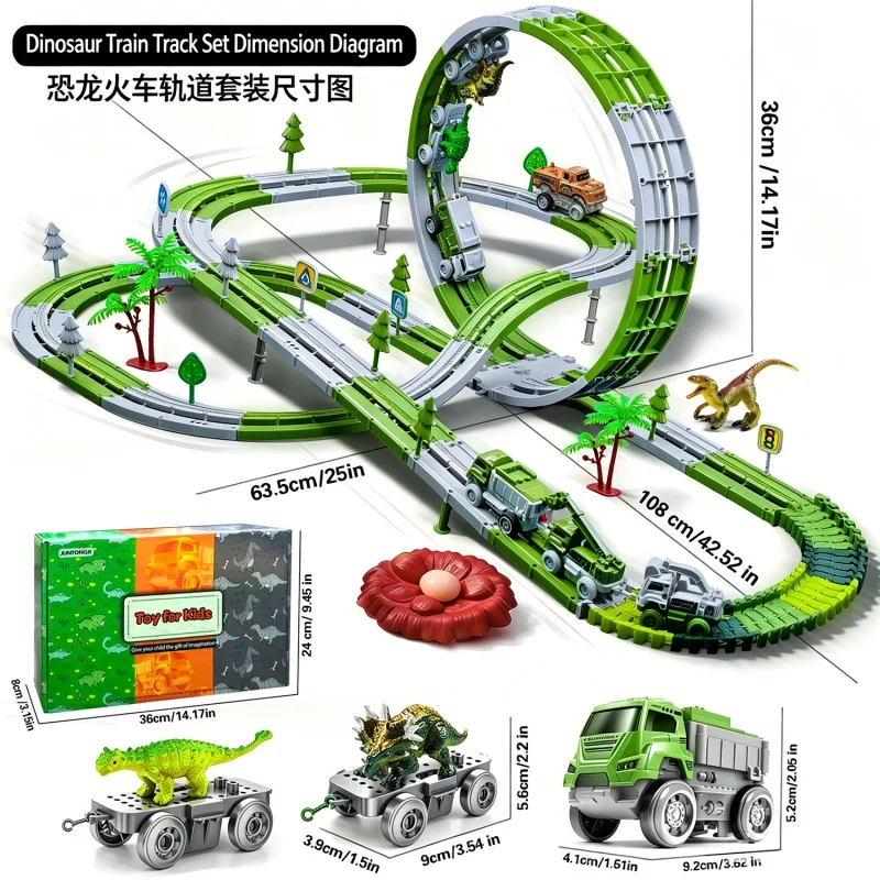 Children diy Track Toy set Car Dinosaur Car Kids Educational Toys Track Car Train Toys for Children Birthday Gift