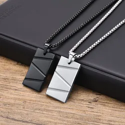 Mprainbow Dog Tag Necklaces for Men Dad Father Papa Husband,Waterproof Stainless Steel Square Pendant with Box Chain Collar Gift