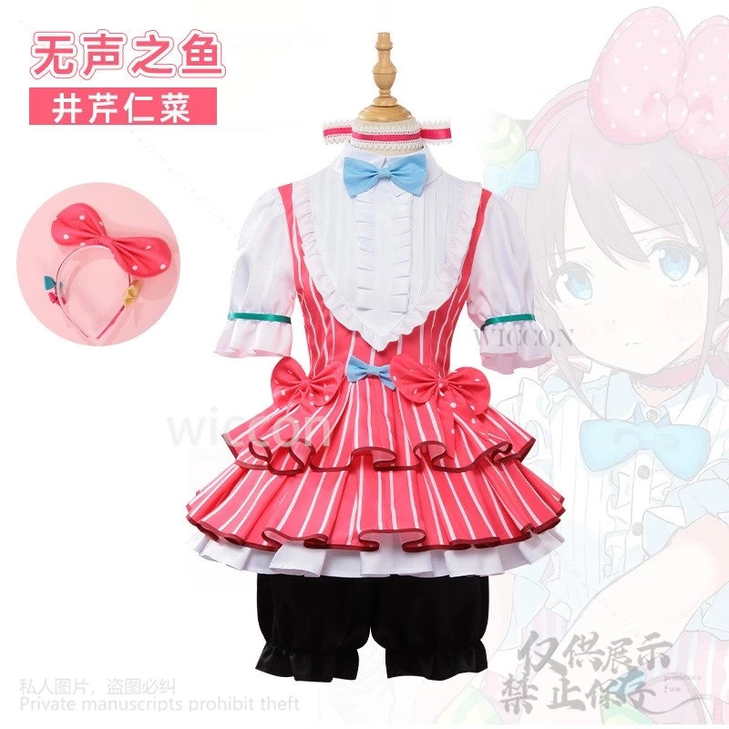 Nina Iseri Cosplay Anime Girls Band Cry Costume Pink Lolita Skirt Princess Dress Wig Woman Sexy Kawaii Carnival Suit Customized