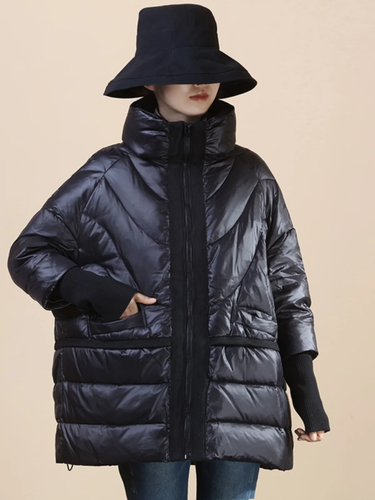 

Good Quali Du down Jaet, женское корейское зимнее пальто в рубчик средней длины, белая верхняя одежда на пуху Du