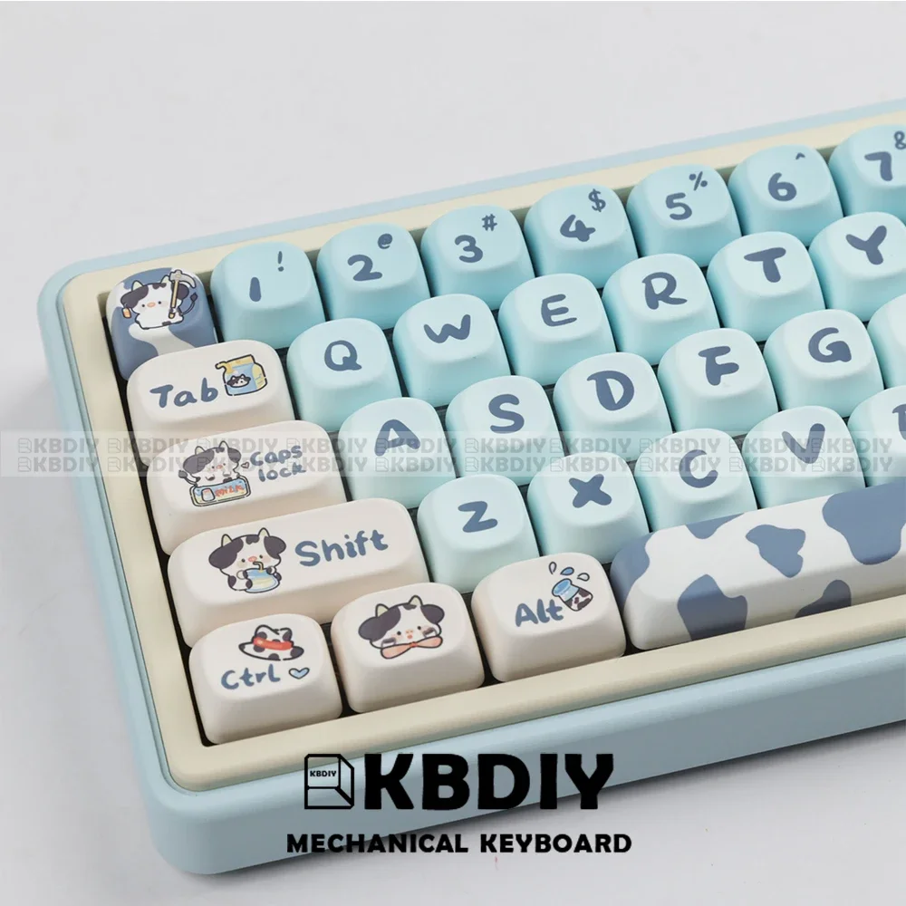 KBDiy MOA Profile PBT Dairy Cow Keycap Cute DIY Custom Sublimation Keycaps for Mechanical Gaming Keyboard Kitten Pink Pig Panda