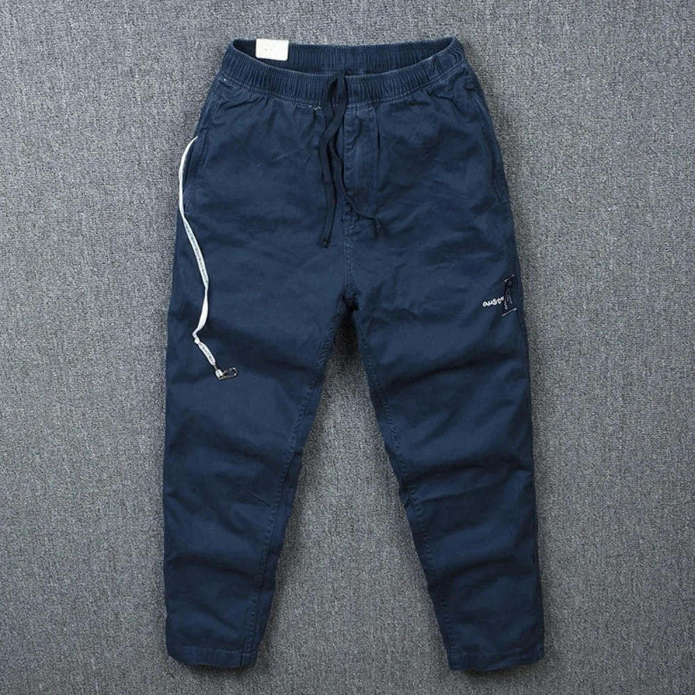 

Pure cotton casual pants men's spring and autumn loose straight pants retro washable versatile trousers