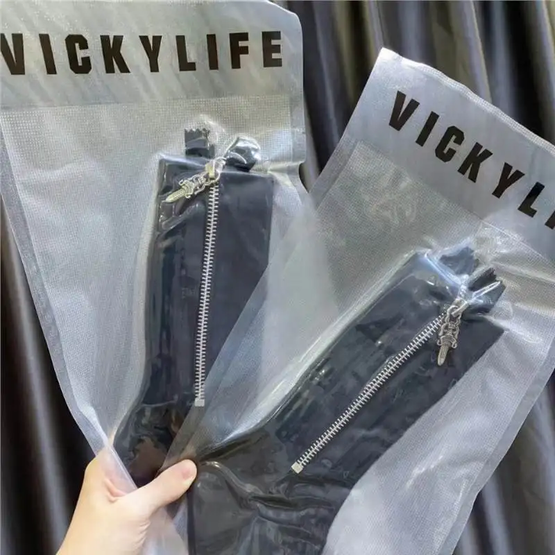 Y2K Style Hottie Mid-length Black Socks Punk Rock Stretch Cotton Knitted Fashion Short Socks with Chain Decoration