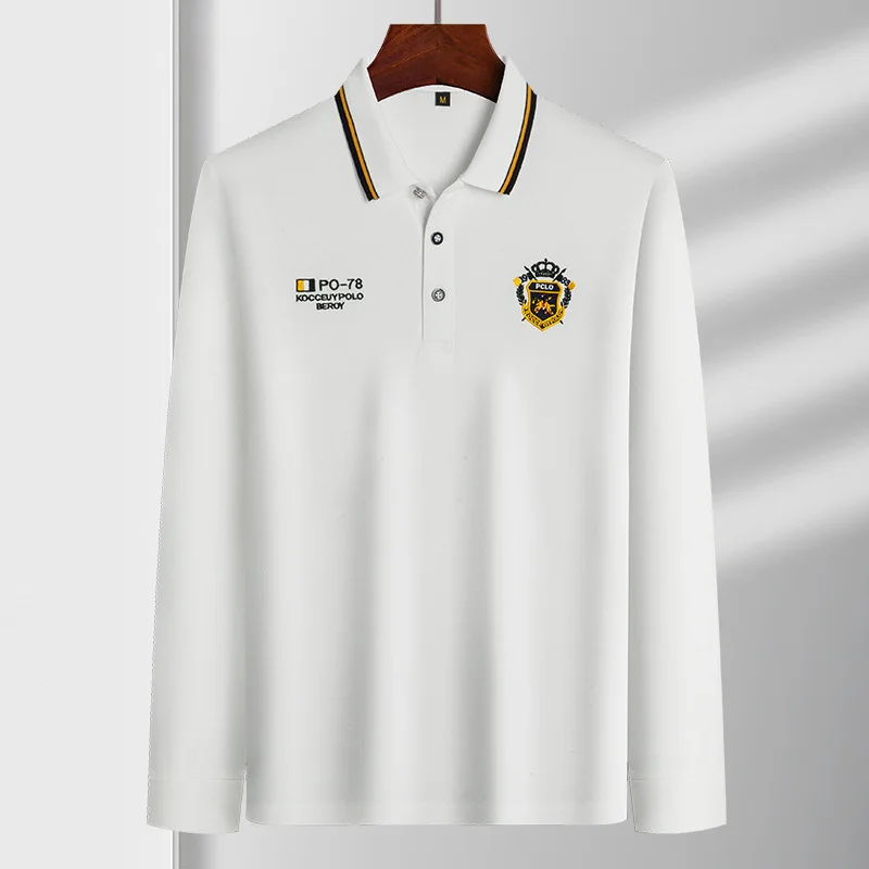 

2025 Hot Selling Autumn and Winter Heavyweight High-end Embroidered Polo Shirt Men's Long Sleeved Top of High Quality