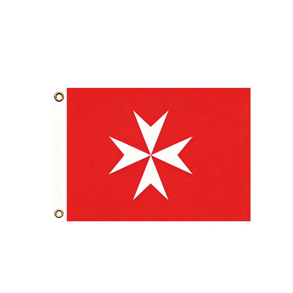 Malta Knights Templar Flag 2x3ft 3x5ft Polyester Banner with White Eight Pointed Cross Red Background Religious Decor