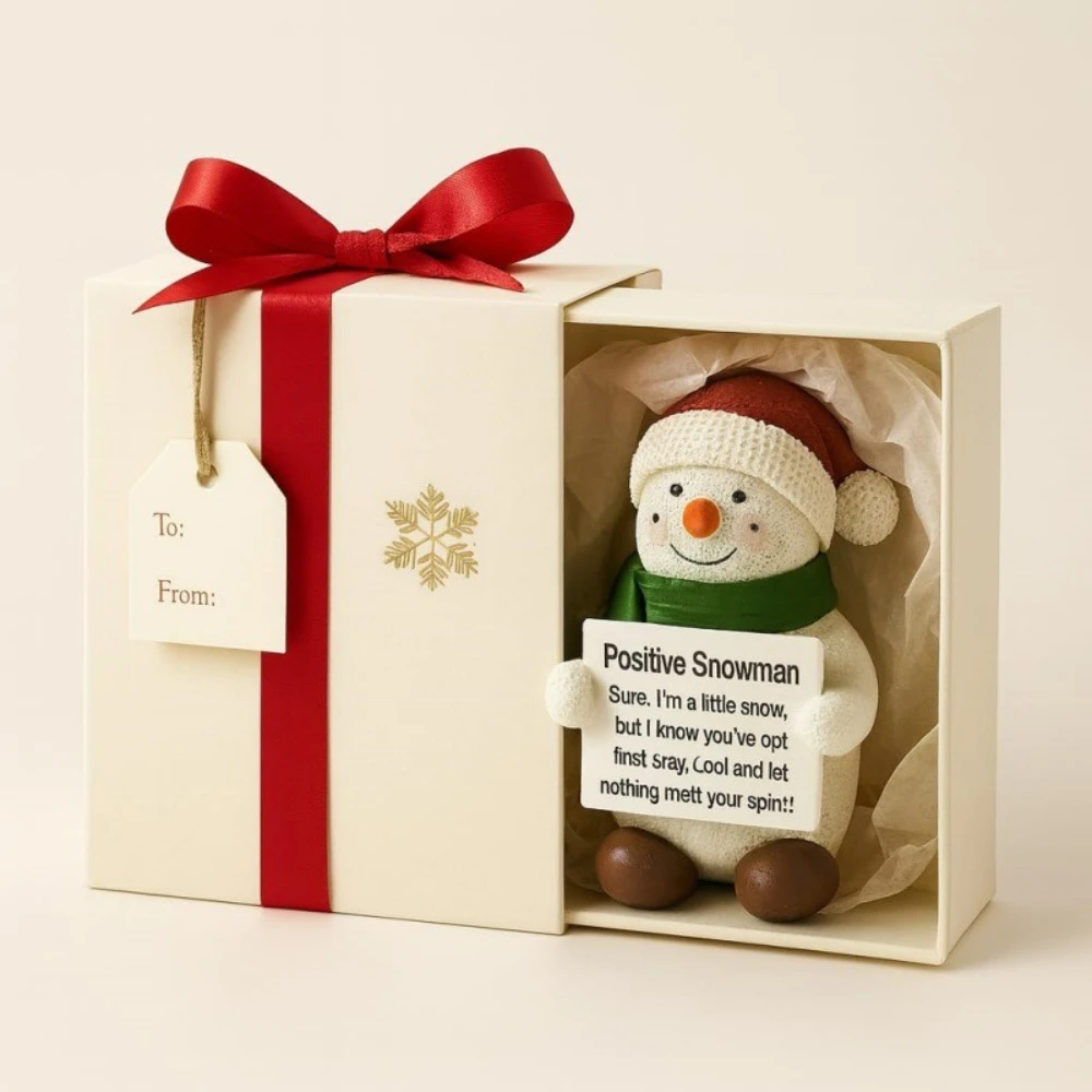 Hand-painted Mini Inspirational Christmas Decoration Snowman Inspirational Statue Office Desk Christmas Snowman Decoration